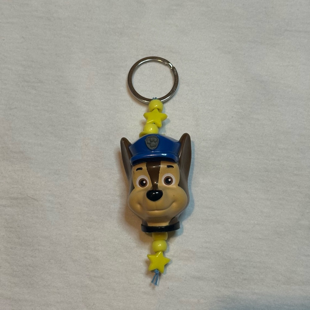 Handmade paw patrol bead keychain  Chase Blue Hat